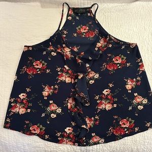 Sweet Wanderer Navy Blue Sleeveless Blouse